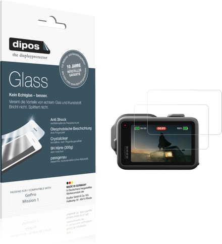 dipos – 2x Pantserfolie geschikt voor GoPro Mission 1 | 9H Screenprotector