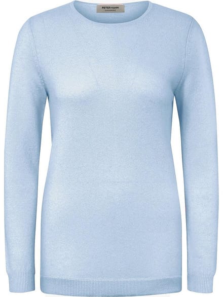 Trui 100% kasjmier ronde hals Van Peter Hahn blauw