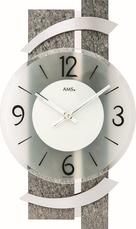 AMS Wandklok Natuursteen-Aluminium 9548