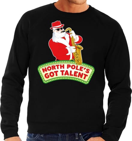 Foute kersttrui / sweater heren - zwart - North Poles Got Talent M