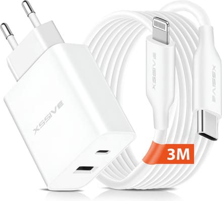 USB en USB C Oplader Set - 3 Meter - Geschikt voor iPad, iPhone en AirPods met Lightning aansluiting