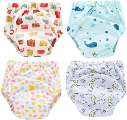 Potty Training Pants - Wasbare Luiers - Zindelijkheidstraining - Ademend Katoen - 4 Stuks - Gekleurd
