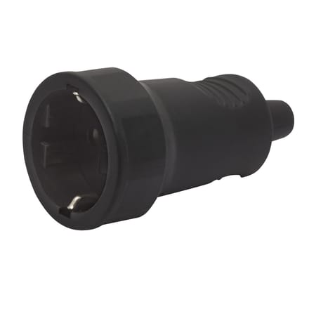 Inline Schuko Contra Stekker Zwart – Losse In-Line Stopcontact – AC Socket 230V 16A – Montagebare Stekkerdoos Voor Snoerverbindingen En Elektrische Apparaten [05939]