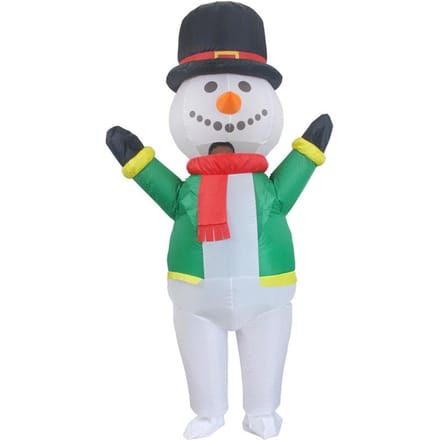 Carnaval opblaasbaar kostuum, groene sneeuwman 150-190cm groen