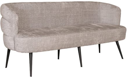 Eetkamerbank met armleuning Quinn 180cm grijs chenille eetbank
