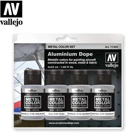 Vallejo Hobbyverf - 77603 Aluminium Dope - Metal Color Set Verf set - 4x 32 ml