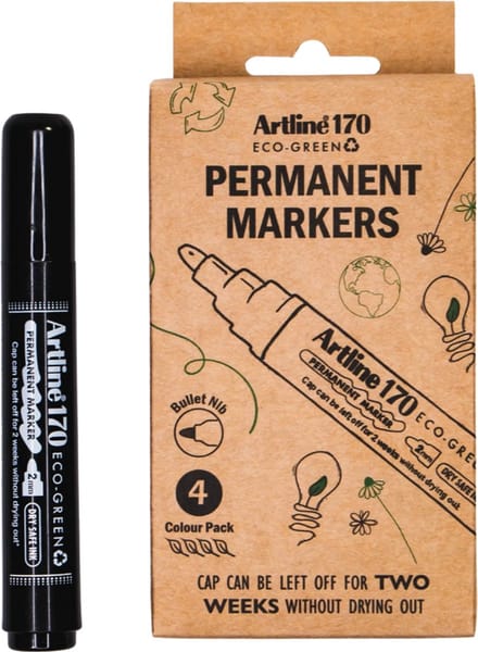 Permanent marker Artline 170 Dry Safe Eco rond medium ass 4 stuks