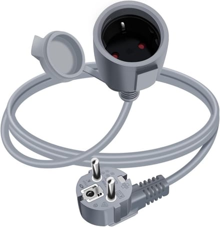 Schuko-verlengkabel 16 A 250 V kort 90° met aarding IP44