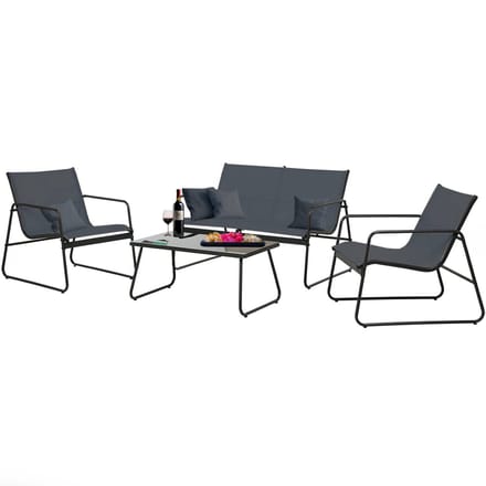 MaxxGarden Loungeset - 4-persoons Tuinset - Textileen - 4-delig - Zwart