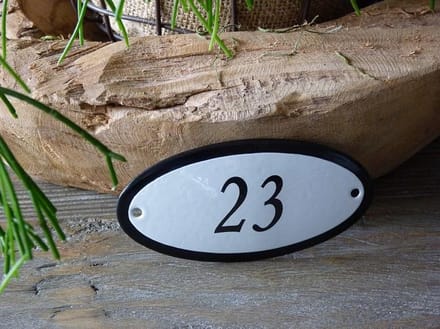 Emaille huisnummer 10x5 wit nr. 23