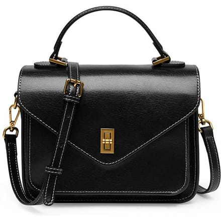 Tas Leer Senior Eenvoudige Mode Temperament Dames Tas Vrachtbrief Schouder Crossbody Postbode zwart