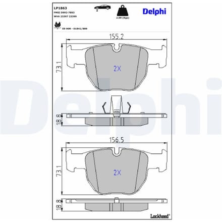 Remblokset DELPHI LP1863, voor