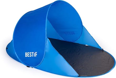 Grote Zelfopbouwende Strandschelptent met UV-Bescherming en Windscherm