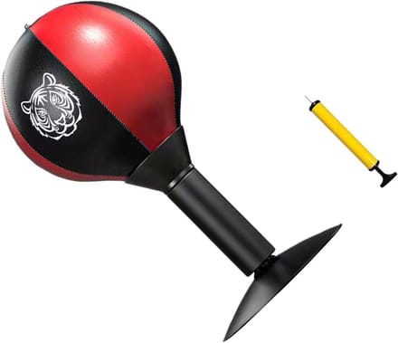 Bokszak - Trainingsbal - Reactievermogen Trainen - Zuignap Bevestiging - 40 cm Hoog - Zwart