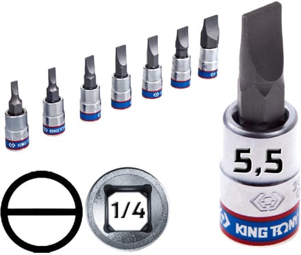 King Tony Dopsleutel Plat Bit 1/4" 5,5x1,0x37mm Cr-V S2