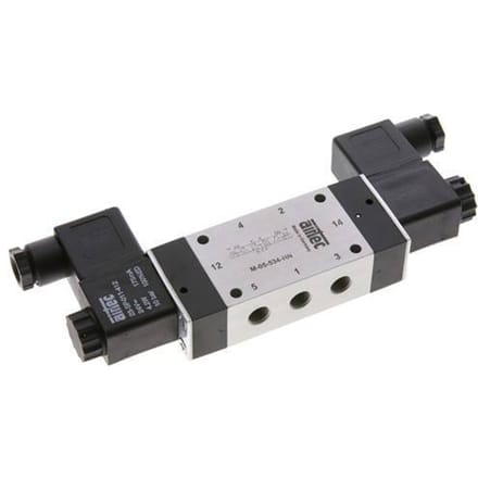 5/3 G1/8'' Middendruk Magneetventiel 24V DC 3-8bar/42-112psi Airtec