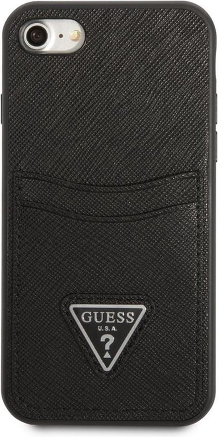 GUESS GUHCI8PSATPK iPhone 7/8 SE 2020 / SE 2022 hardcase black/black hardcase Saffiano Triangle Logo Cardslot
