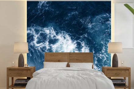 Behang - Fotobehang Water - Golf - Blauw - Breedte 220 cm x hoogte 220 cm
