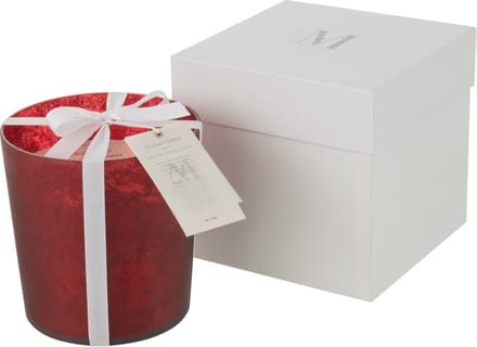 J-Line geurkaars M-Chic - Oud & Amber - glas - rood - medium - 80U