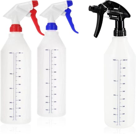 Spuitflessen Set - Pompverstuivers - Veelzijdig Gebruik - Chemisch Bestendig - 900ml Capaciteit - 3 Kleuren Set