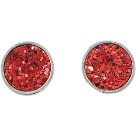 Behave - Glitter oorknoppen rood zilverkleur - Feest stijl - 1,5 cm