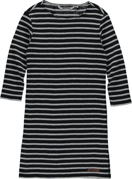 Jurk Moscow - Antra Black/ Light Grey Melange - Gestreept - Maat 152