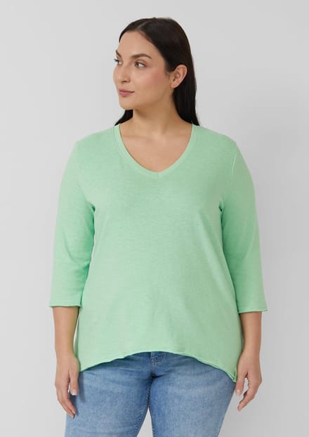 T-shirt van jersey met gestructureerde flammé draad en afgeronde zoom dames s.Oliver