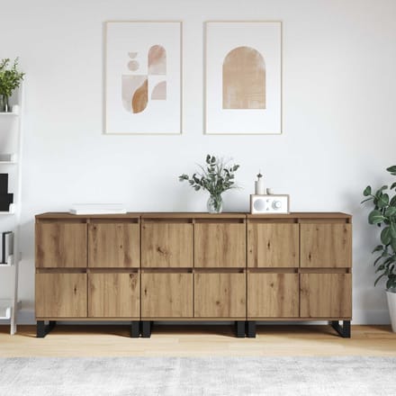 vidaXL - Dressoir - 3 - st - Artisan - Eiken - 60 - x - 35 - x - 70 - cm