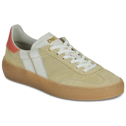 Caval dames sneaker asymmetrisch in beige suede