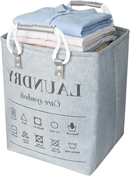 Wasmand Opvouwbaar - Kledingmand Opberger - Kleding Sorteren - Met Steunframe - 48 liter - Grijs