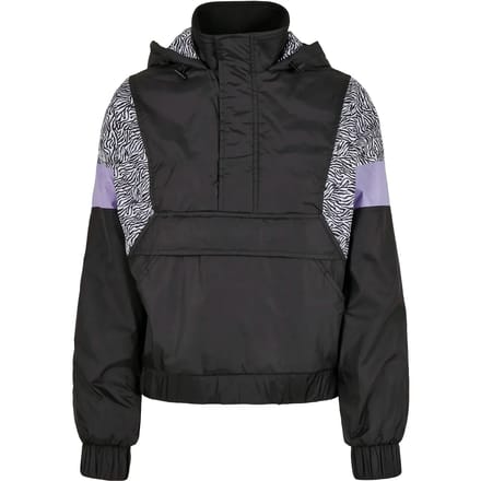 Urban Classics - AOP Mixed black/zebra Pullover Jas - S - Zwart/Wit