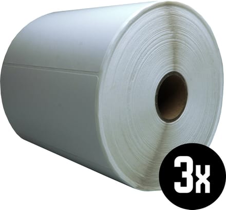 DULA Compatible Zebra Labels 102x50mm - 1300 etiketten per rol - kern 25mm - Wit - Permanent - 3 rollen