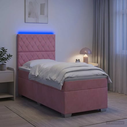 vidaXL - Boxspringbed - met - matras - met - hoofdeinde - Roze - 80 - x - 200 - cm - Fluweel