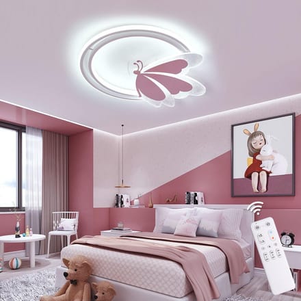 EpochGlo LED Plafondlamp Kinderkamer – Vlinder Design, 48W, Dimbaar met Afstandsbediening