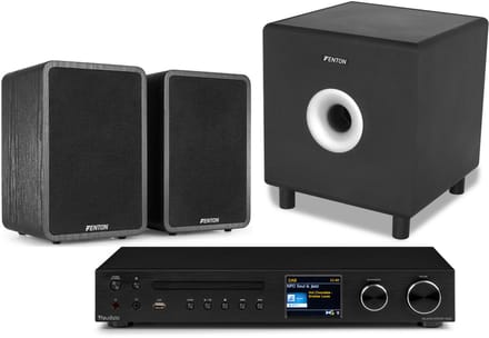 Fenton 2.1 geluidssysteem voor thuis - Set met subwoofer en 2 speakers - Bluetooth, DAB+ & FM - 200W
