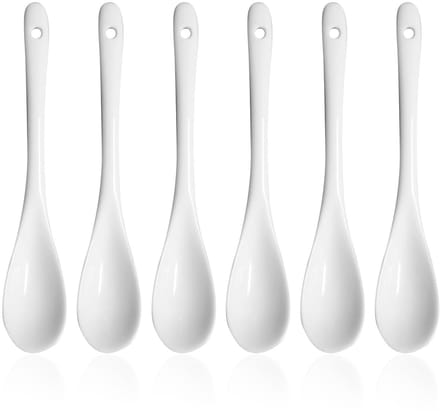 Store_9 - Witte Keramische Lepel - 6-delige Set - voor Desserts - 13