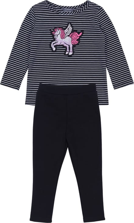 Set : Eenhoorn gestreepte blouse + zwarte legging