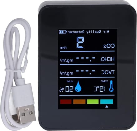Luchtkwaliteitsmonitor voor Binnen met CO2 Detector, Digitale TVOC en HCHO Meter voor Thuis en Kantoor