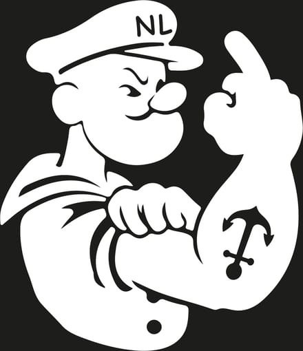 Sticker - Popeye - Rechts - NL - Wit- 155mm x 180mm