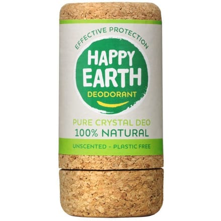 Happy Earth Crystal Deodorant Stick Unscented - 100% Natuurlijk - Aluinsteen - 24 Uur Bescherming - Plasticvrij - 90 g
