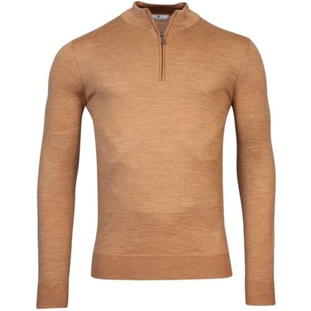 Thomas Maine Trui Pullover Shirt Style Zip Single Knit Licht Camel Melange / male