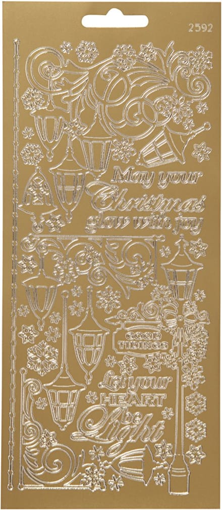 Stickers, lantaarnen, vel 10x23 cm, goud, 1 vel