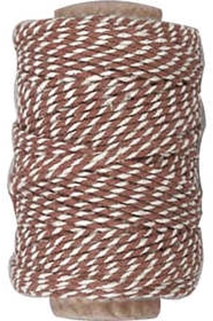 Katoenkoord, dikte 1,1 mm, bruin/wit, 50 m/ 1 rol
