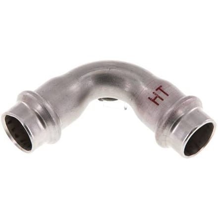 90 graden L-Perskoppeling - 15mm Persmof - RVS