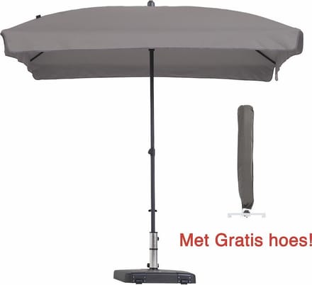 Luxe Parasol rechthoek taupe 210 x 140 cm met hoes