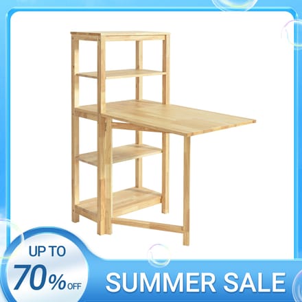 SoBuy - Opklapbare eettafel met opbergkast - Max, 75 kg - 126 x 60 x 98 cm - Naturel