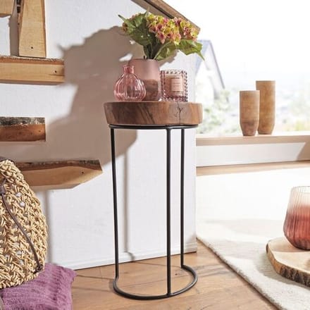 Wohnling Plantentafel rond sheesham hout