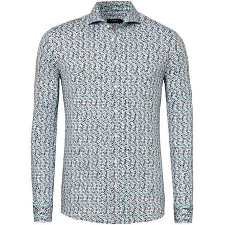 Desoto Luxury Overhemd Abstract Squares Triangles Fantasy Aqua-Bruin / male