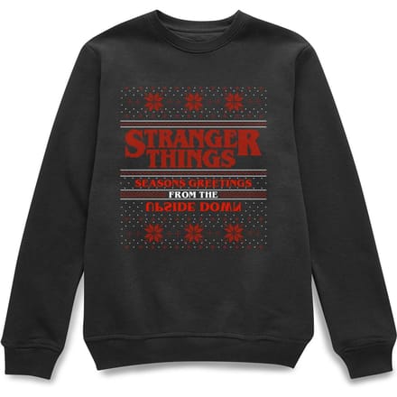 Stranger Things Seasons Greetings From The Upside Down Christmas Jumper - Black - M