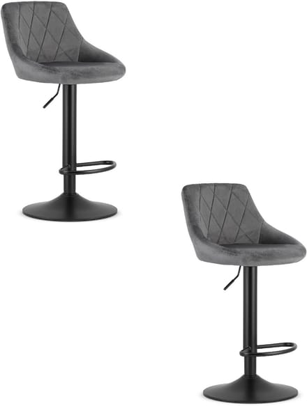 KAST kruk - grijs fluweel / zwarte basis x 2